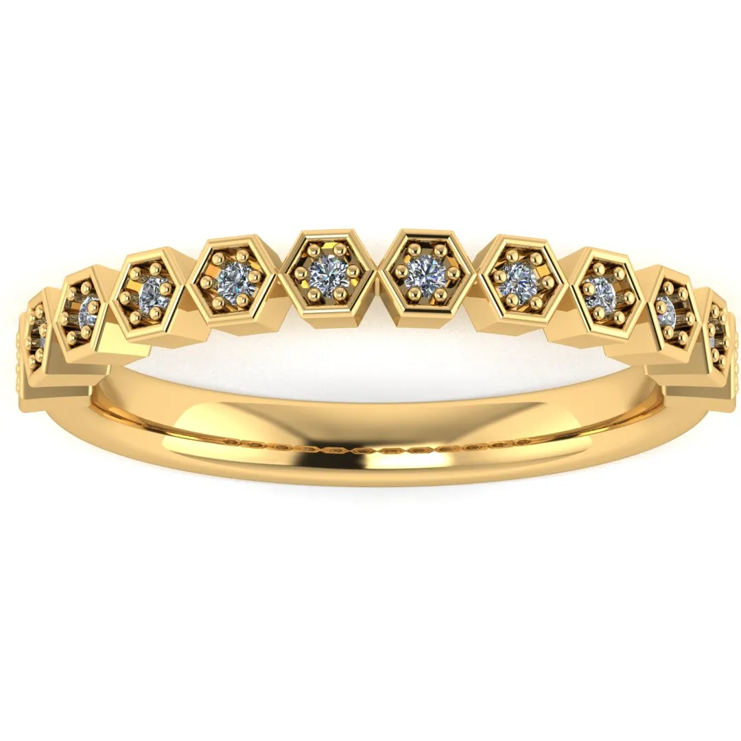 "Jill" Honeycomb Hexagon Pattern 0.10ct Diamond Half Eternity Ring ET74