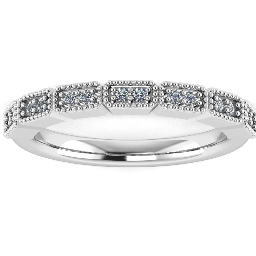 "Kye" Rectangle Pattern 0.10ct Diamond Half Eternity Ring ET76