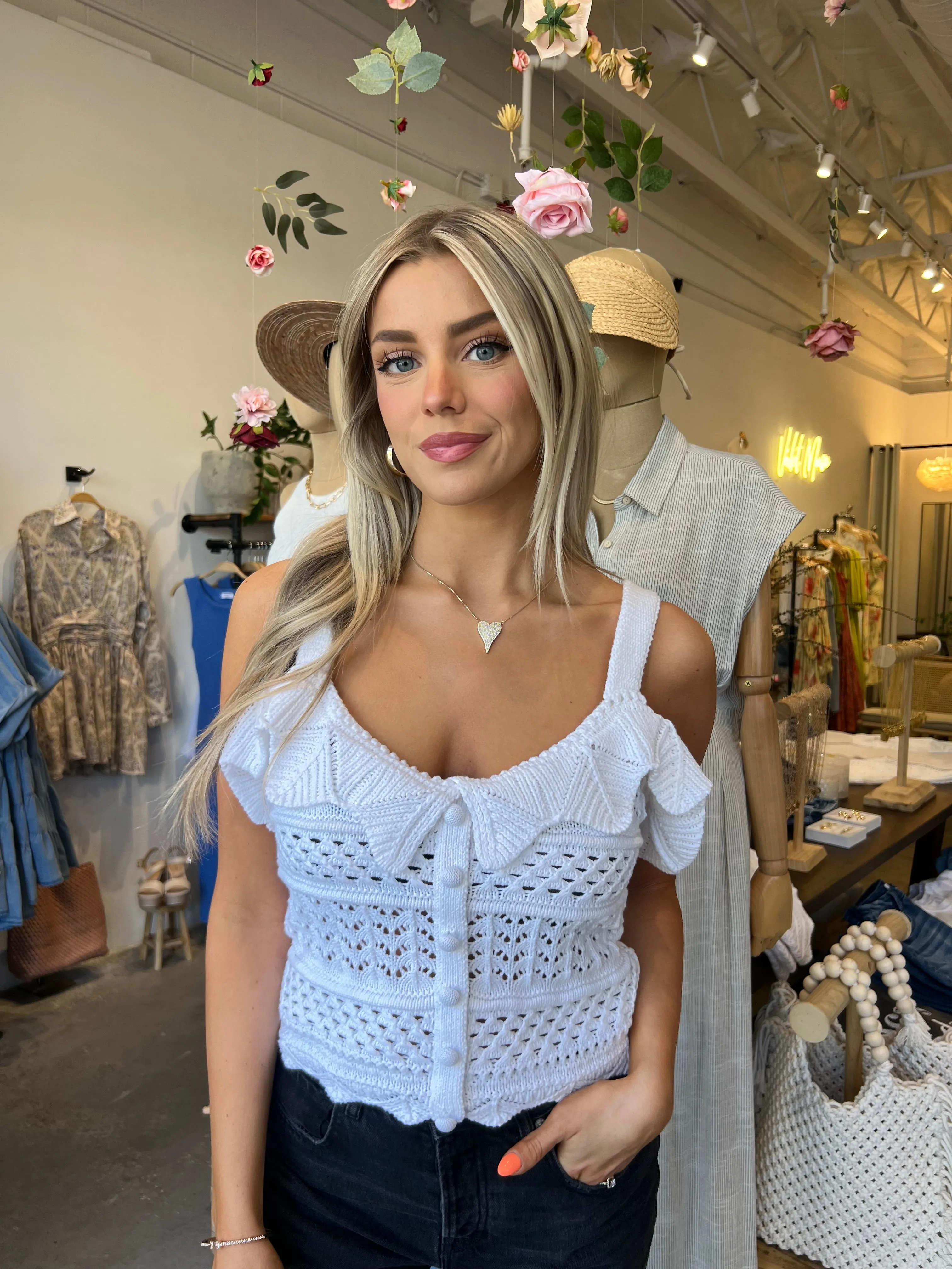 RAINE WHITE CROCHET TOP