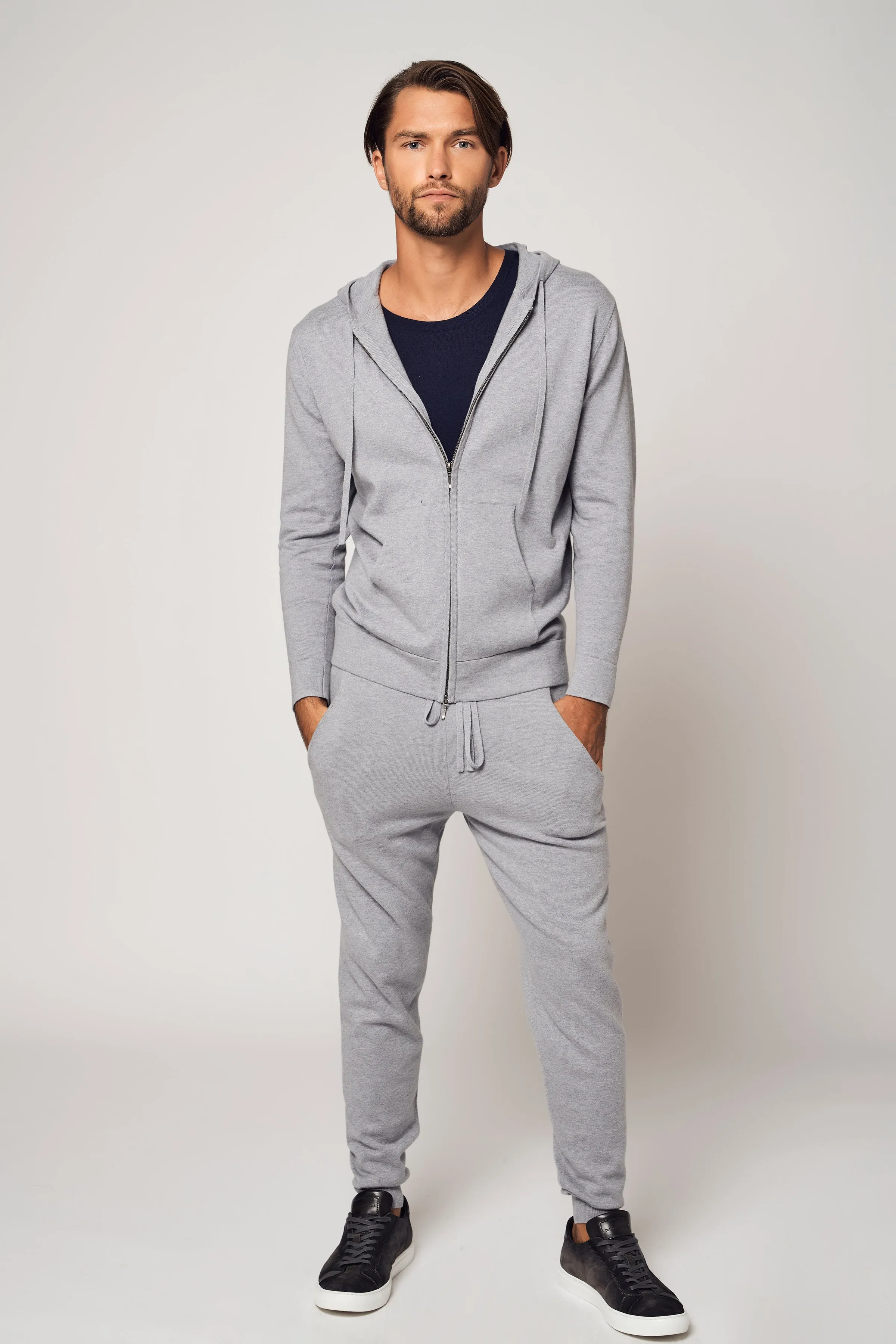 Refined Zip-Up Cotton Hoodie SET