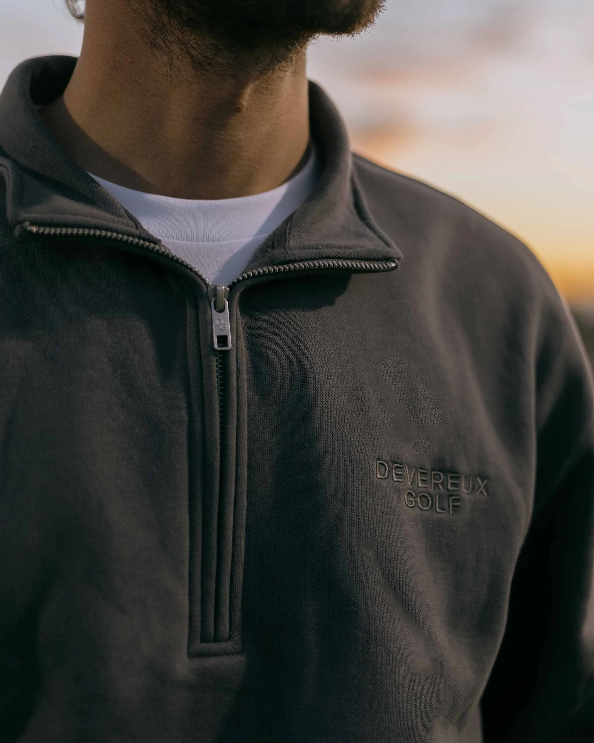 Relaxed Quarter Zip - Obsidian