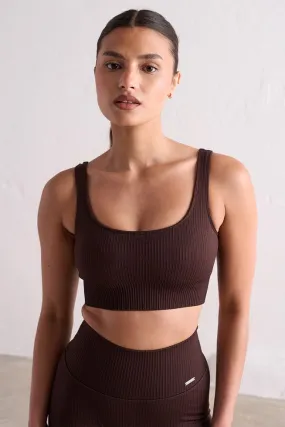 Ribbed Seamless Bra | Cacao