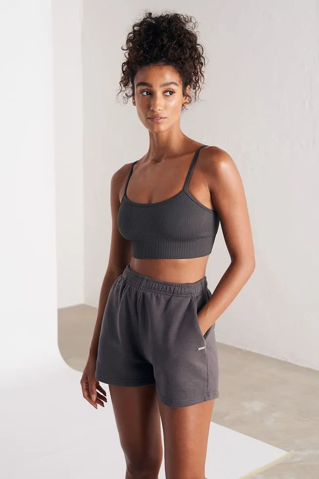 Ribbed Seamless Strap Bra | Grey Shadow Grey