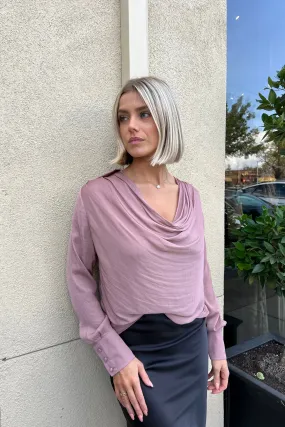 RYLEN MAUVE DRAPED BLOUSE