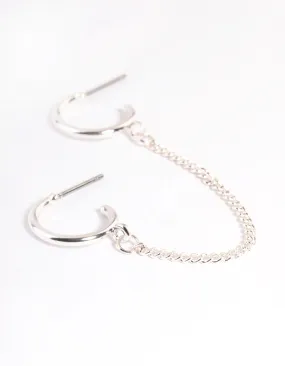 Silver Double Hoop Chain Earrings