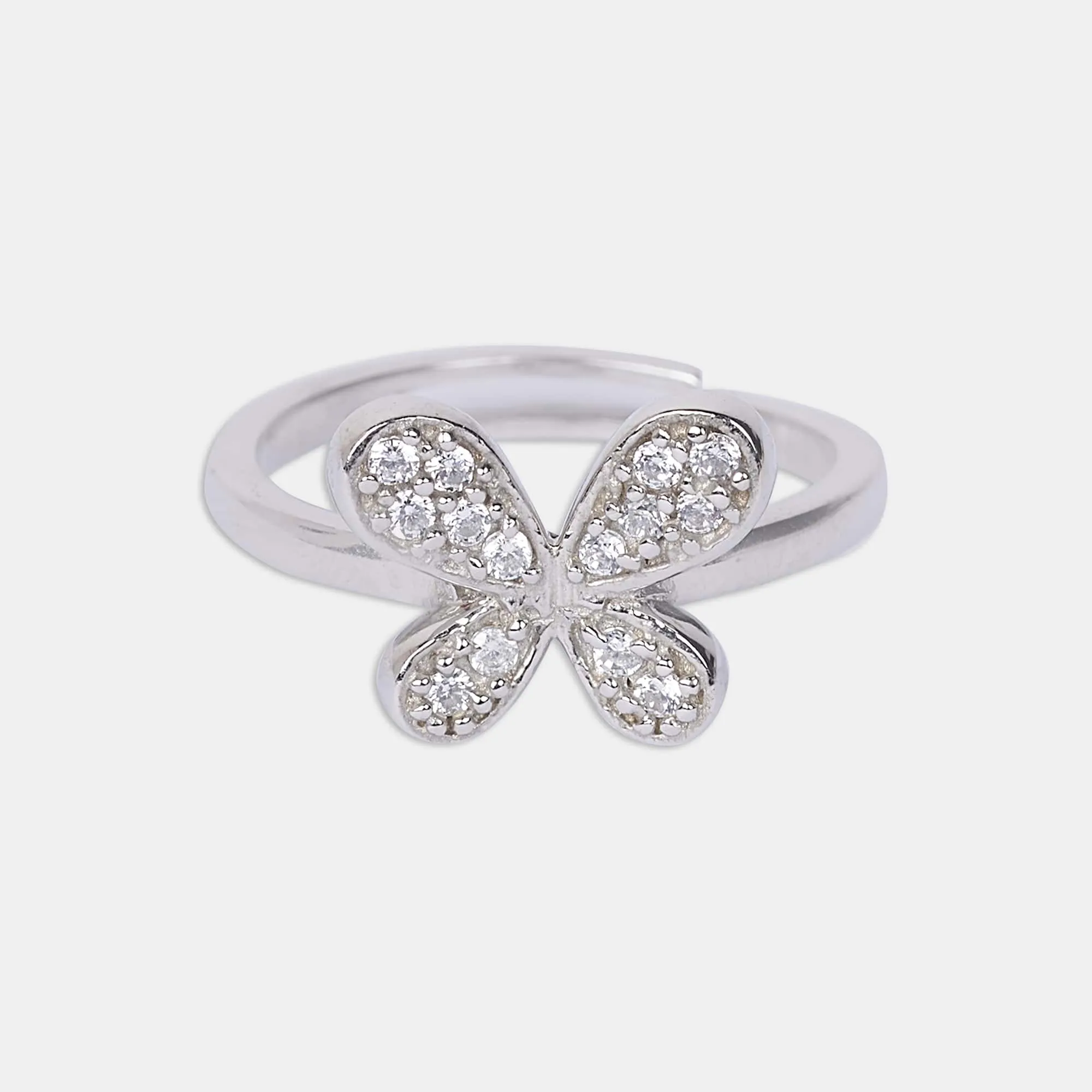 silver Fluttering Wings Ring