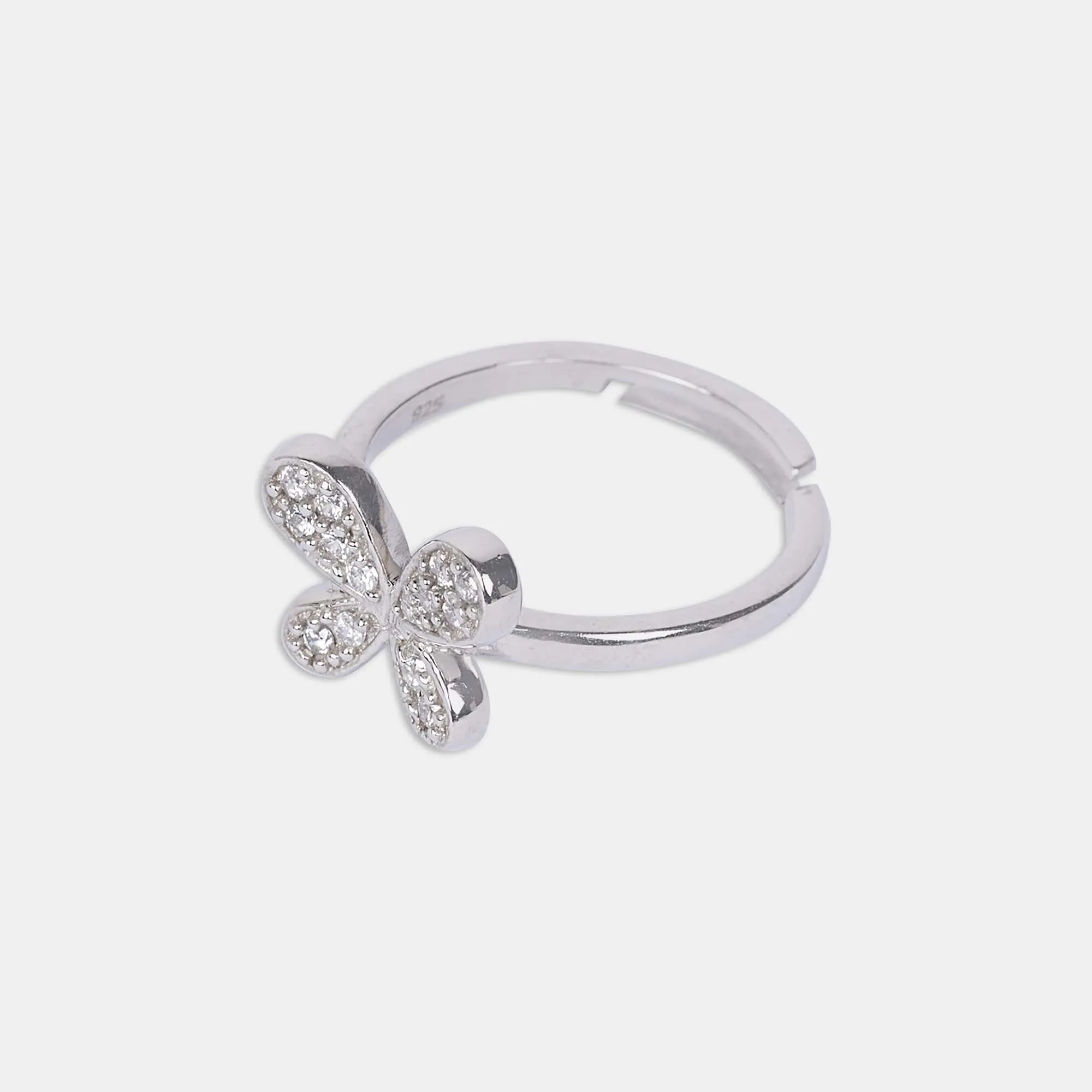 silver Fluttering Wings Ring