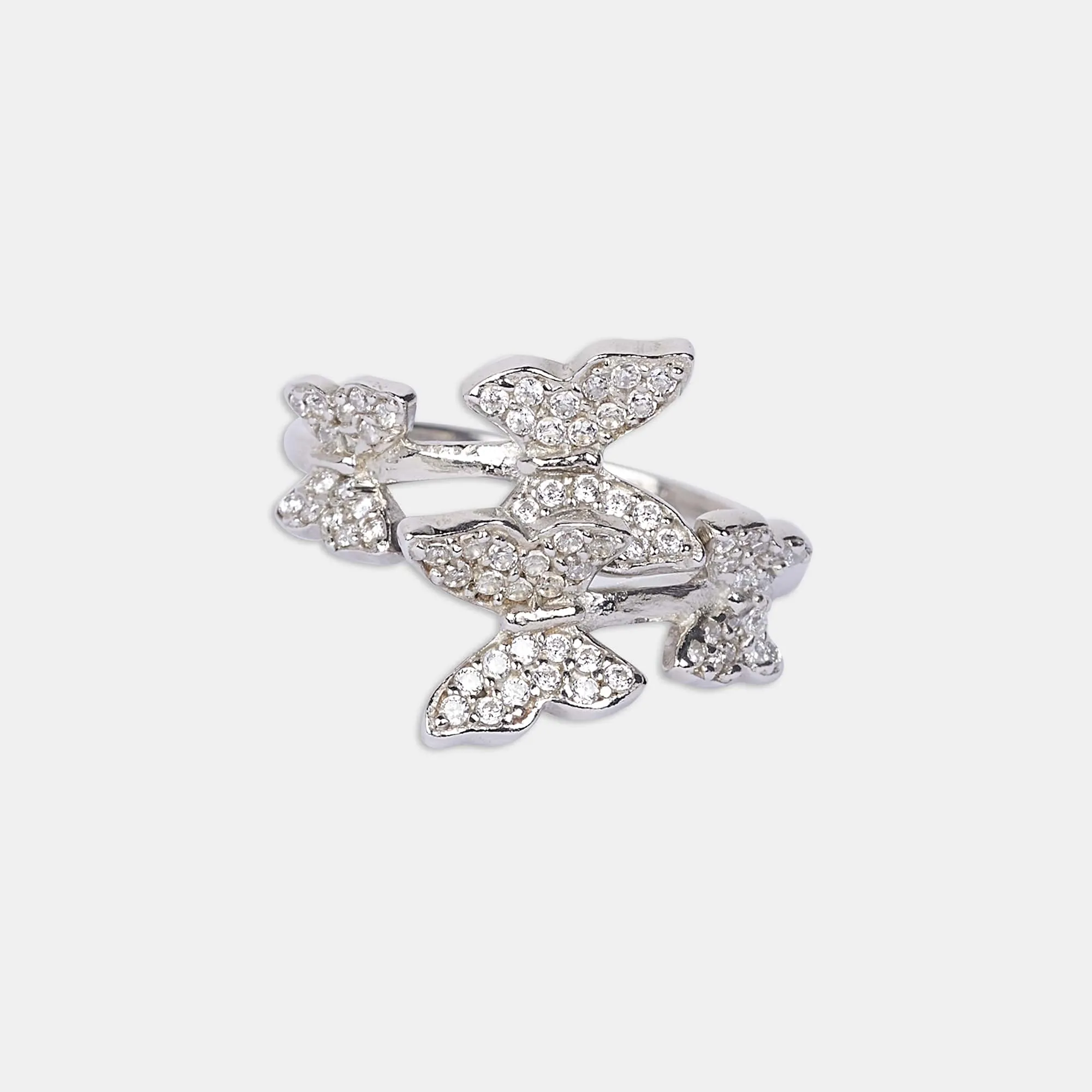 silver Petal and Flutter Ring