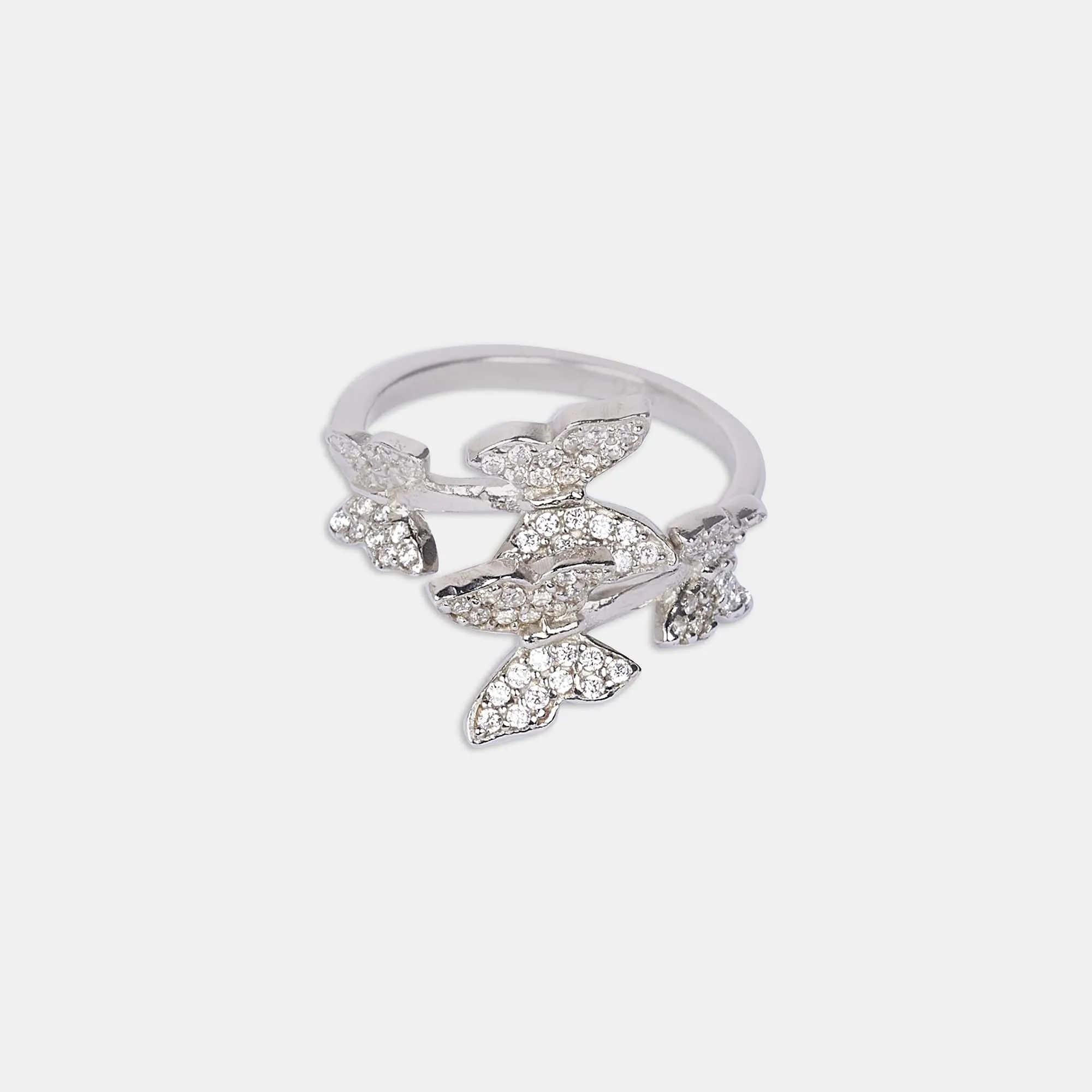 silver Petal and Flutter Ring