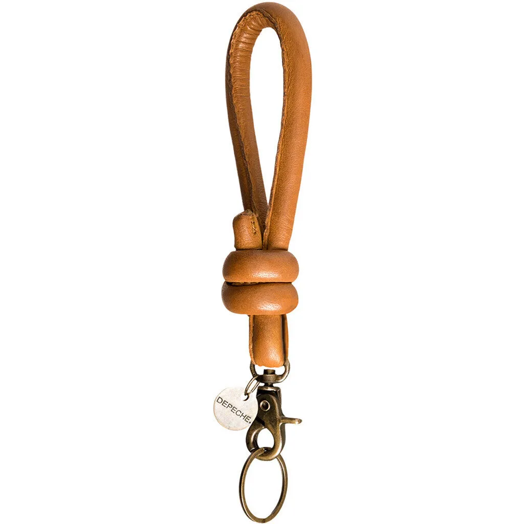 Small keyhanger in soft leather and metal / 14868 - Cognac