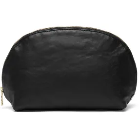 Soft and spacious leather cosmetic bag / 15918 - Black (Nero)