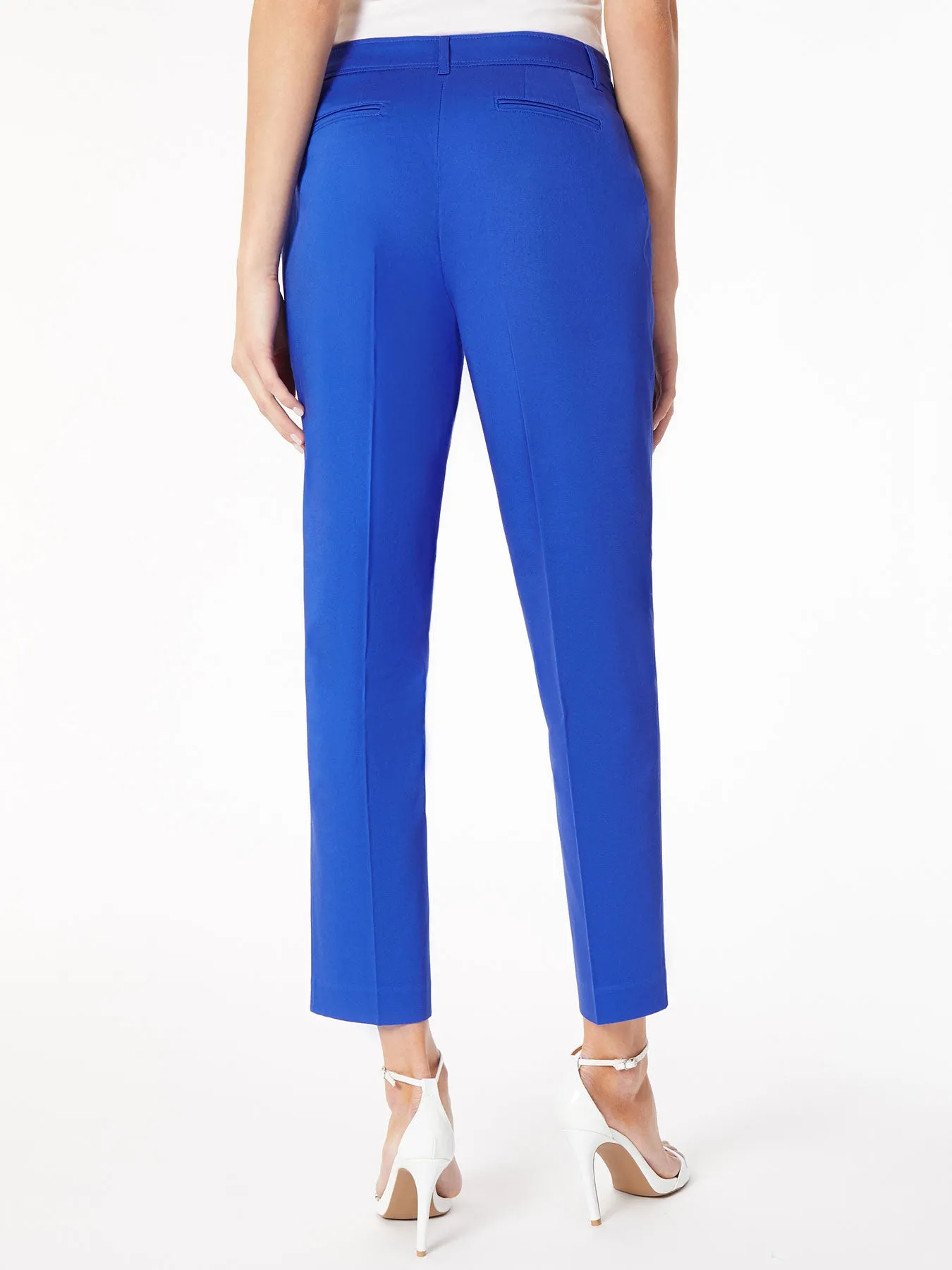 Solid Fly-Front Slim Leg Pants