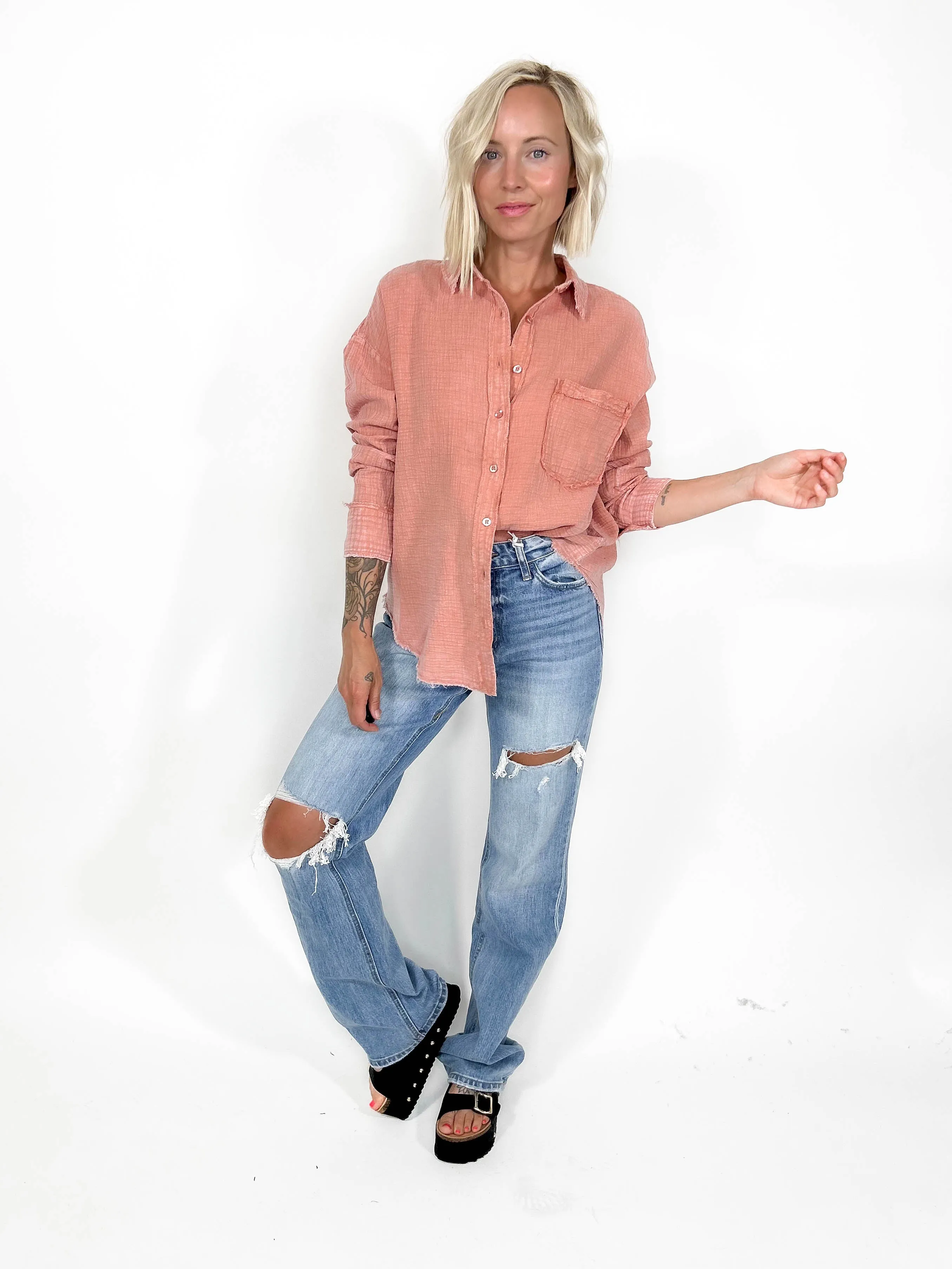 Sorrento Cotton Button Down- SIENNA-FINAL SALE