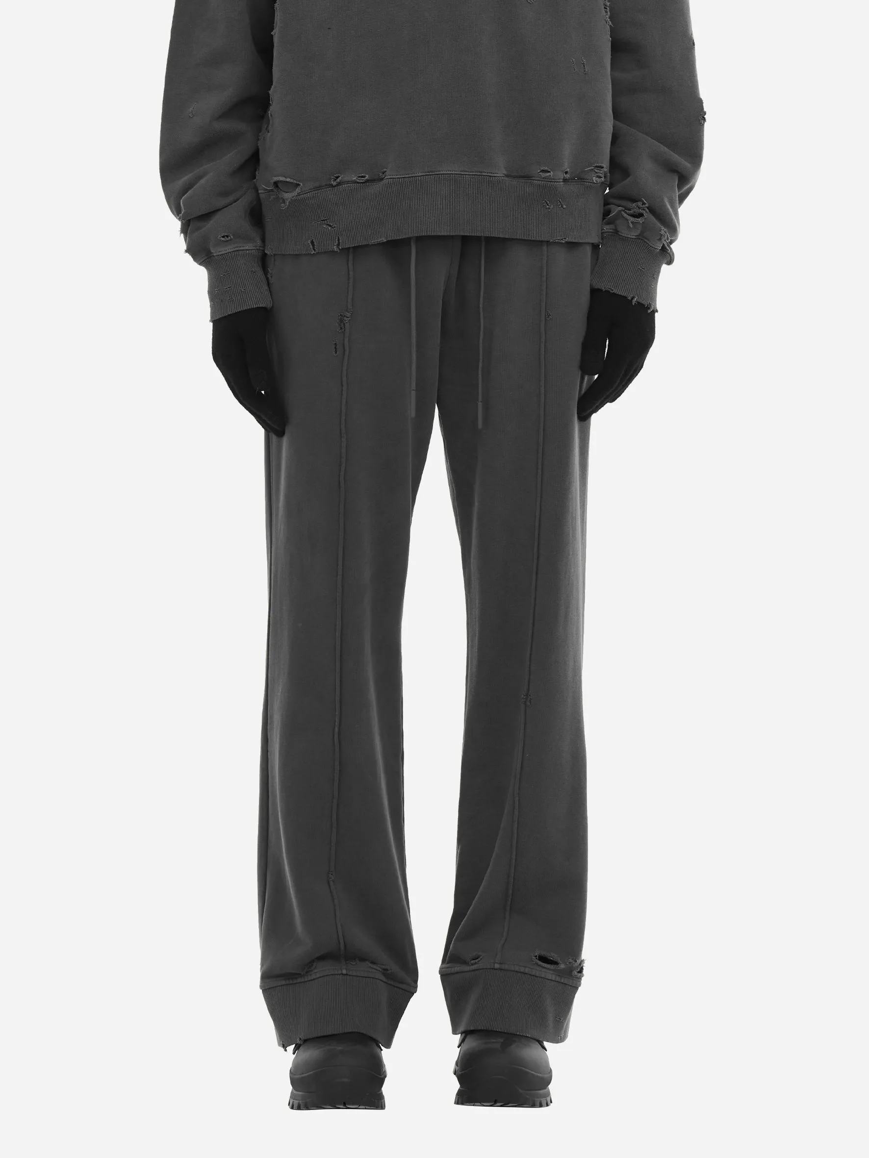 Staff Uniform Asymmetric Agitator Distressed Sweatpants