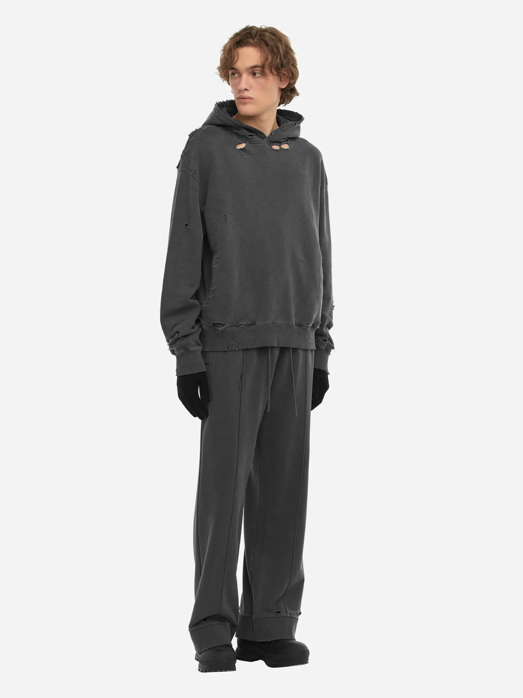 Staff Uniform Asymmetric Agitator Distressed Sweatpants