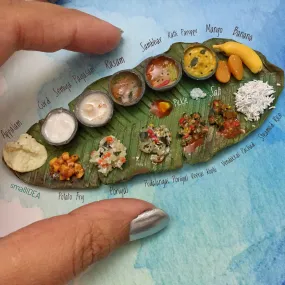 Tamil Vazha Ellai Sapadu-Banana Leaf Meal South Indian Miniature Food Magnet