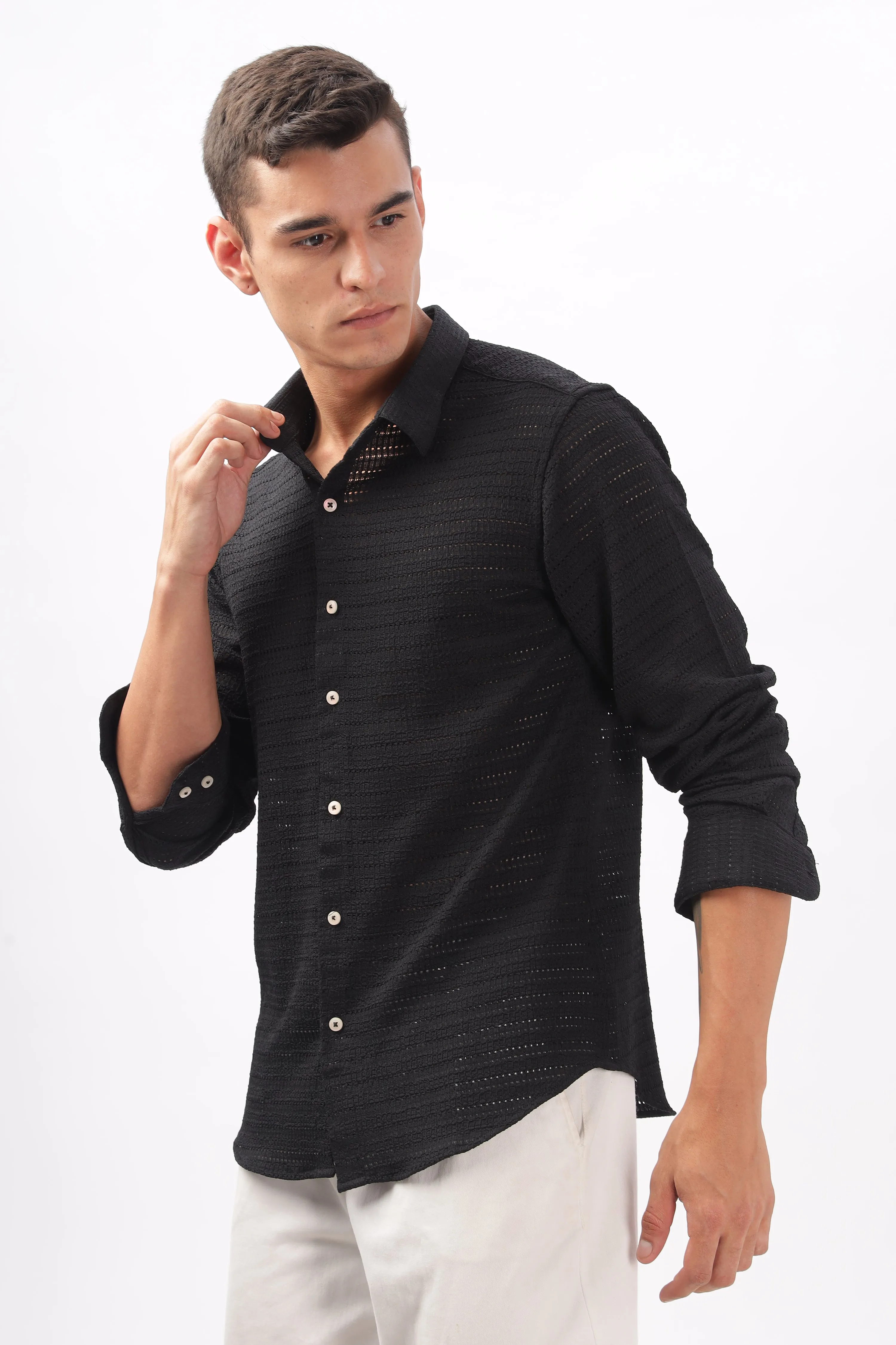 Textured  Black Shirt