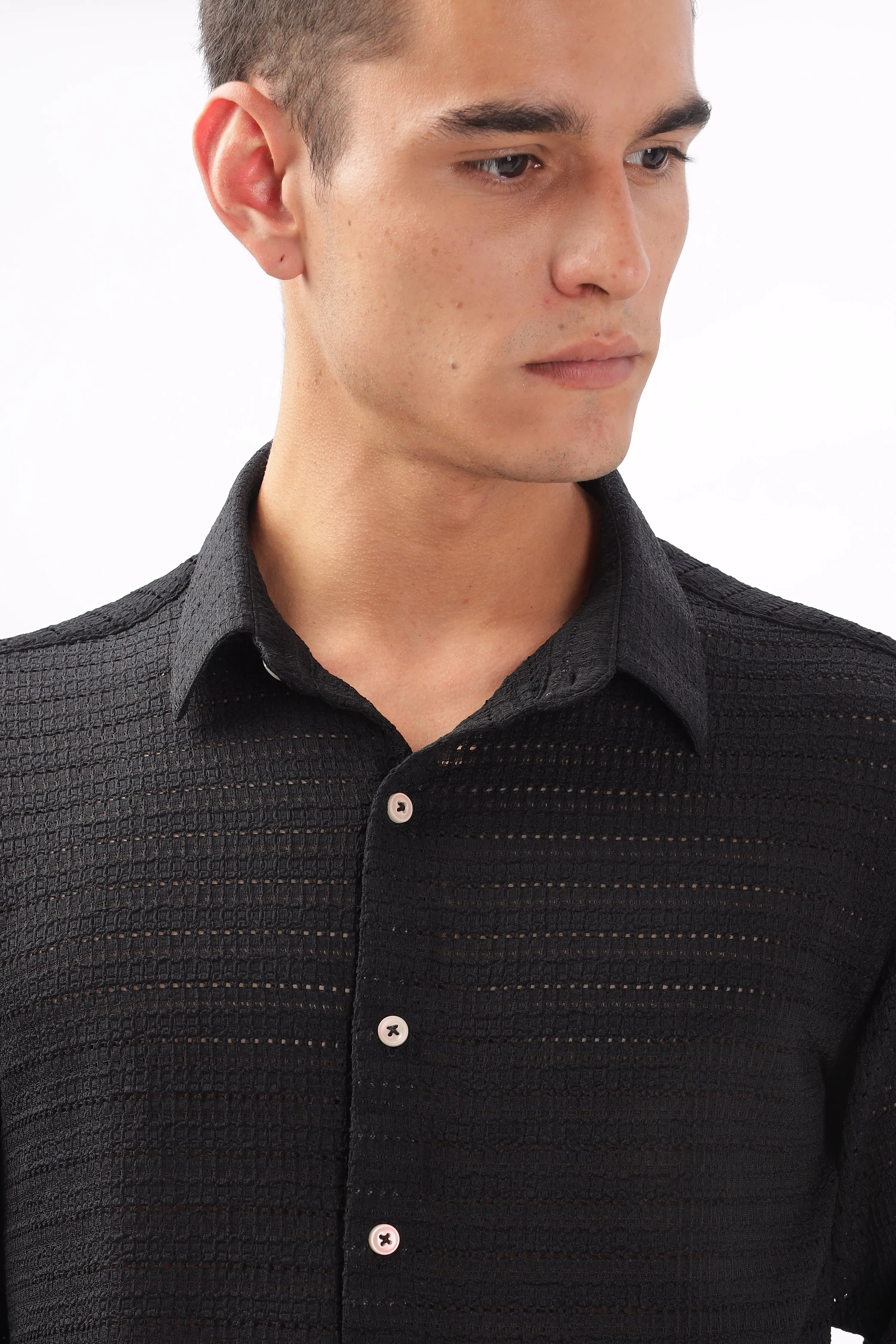 Textured  Black Shirt