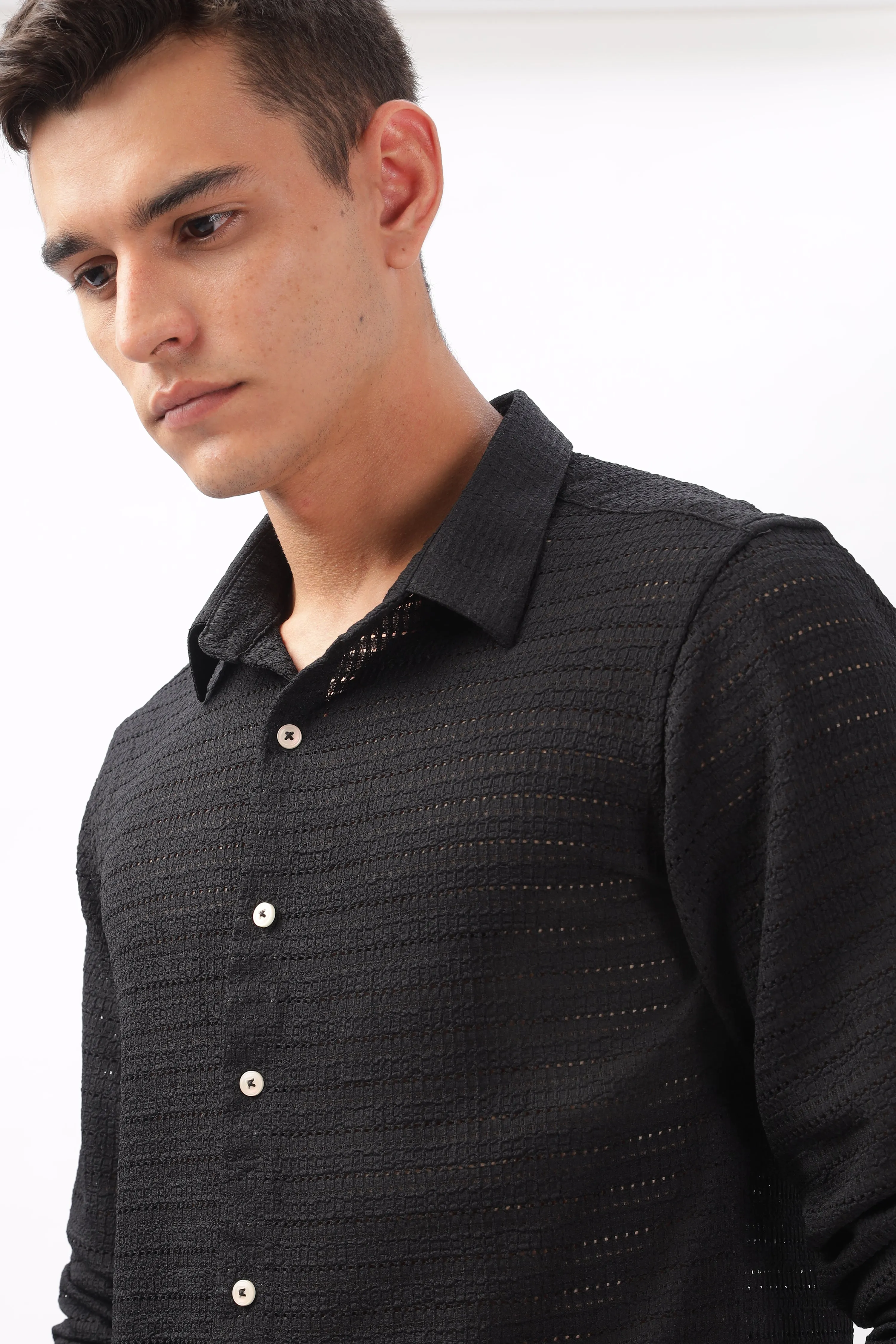 Textured  Black Shirt