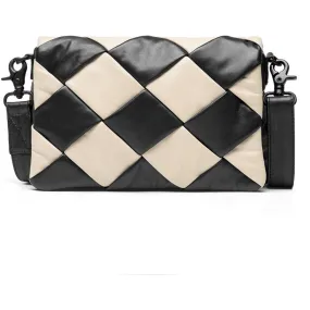 Trendy cross over bag in soft leather quality / 16036 - Black/Vanilla