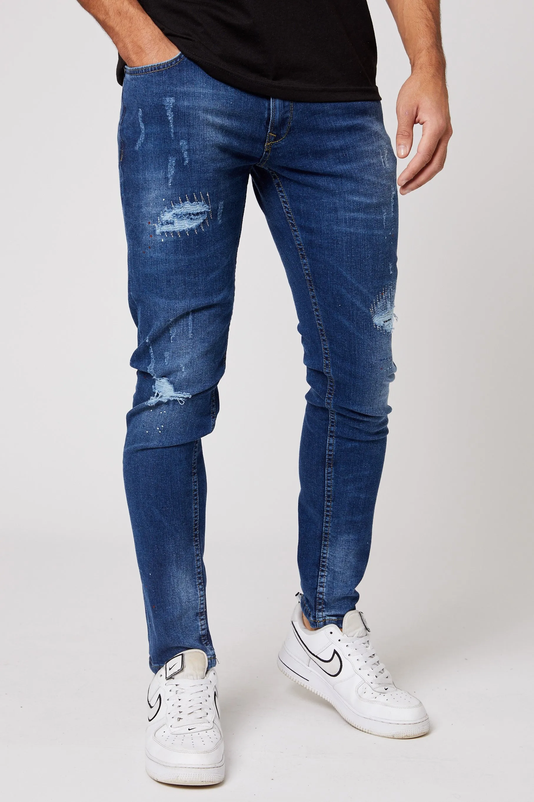 Turnham Green Tapered Jeans - Distressed Tint