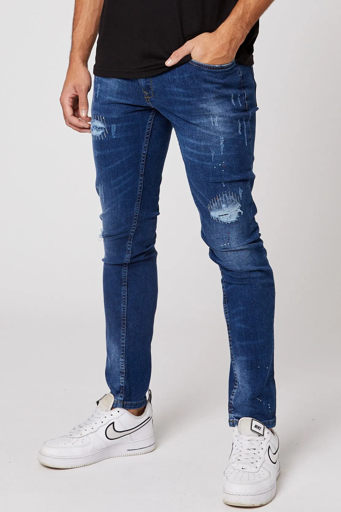 Turnham Green Tapered Jeans - Distressed Tint