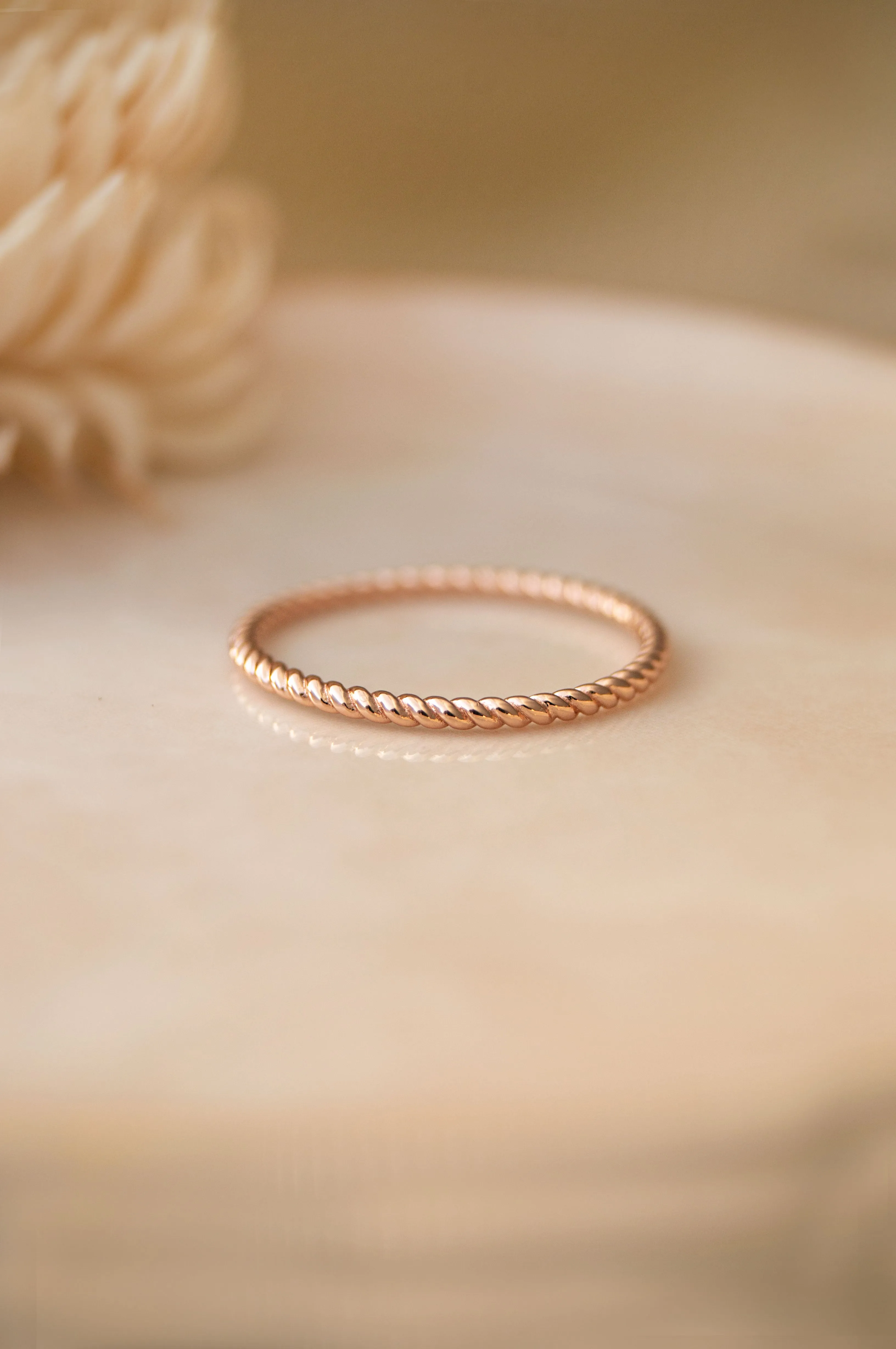 Twisted Spin Rose Gold Plated Sterling Silver Ring