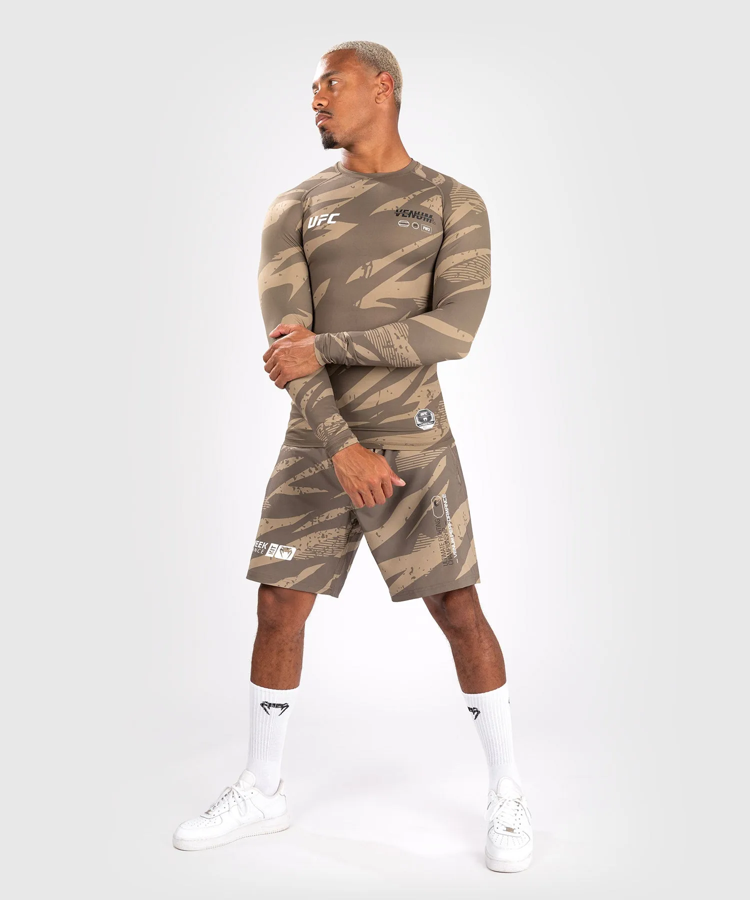 UFC Adrenaline by Venum Fight Week Performance Long Sleeve Rashguard - Desert Camo