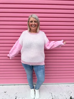 Vayla Patchwork Pink Knit Jumper by Worthier