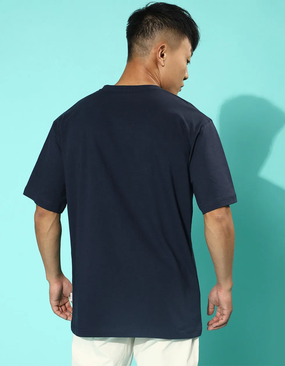 Veirdo Original Navy Oversized Typography Brand Printed Tshirt