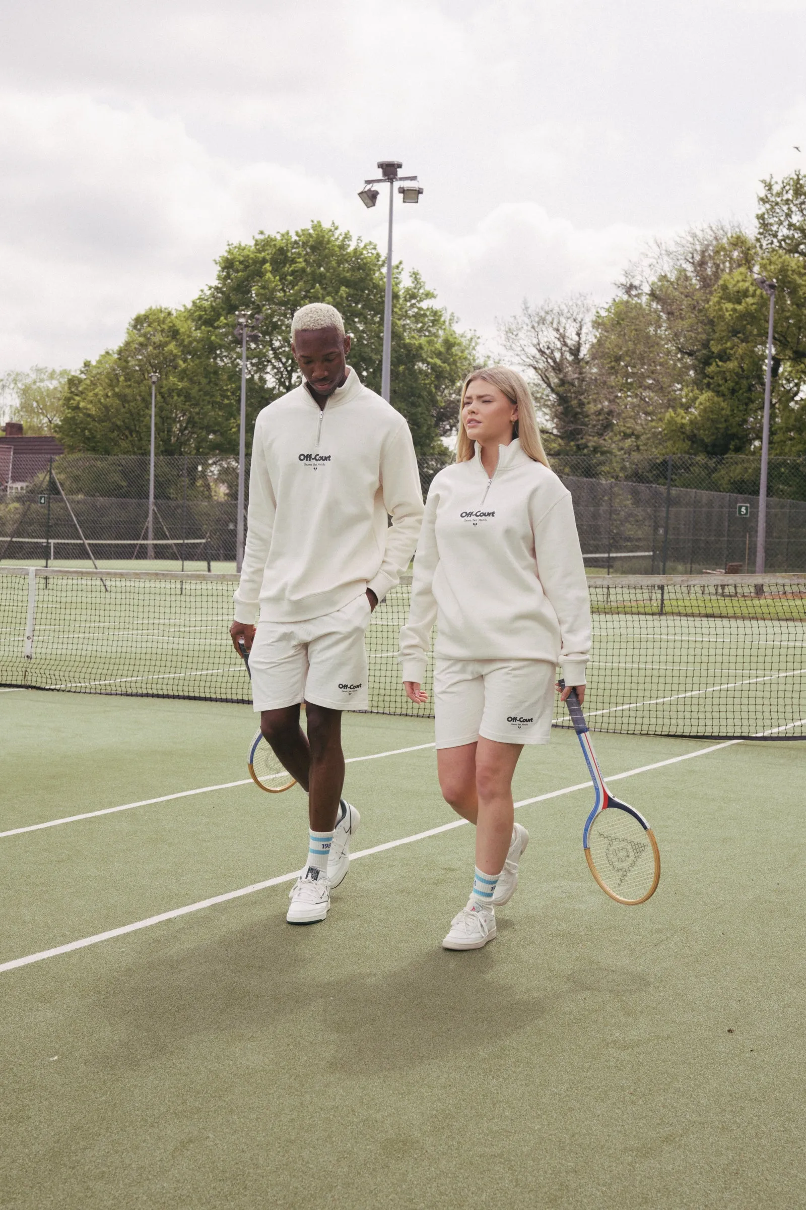 Vice 84 'Off Court GSM' Half Zip Sweater & Shorts Set - Ecru