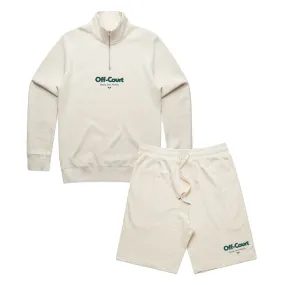 Vice 84 'Off Court GSM' Half Zip Sweater & Shorts Set - Ecru