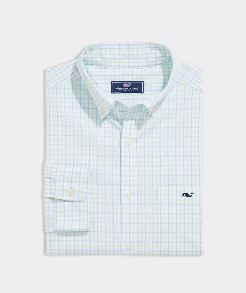 Vineyard Vines Men's Stretch Poplin Tattersall Shirt - Mint Sprig Plaid