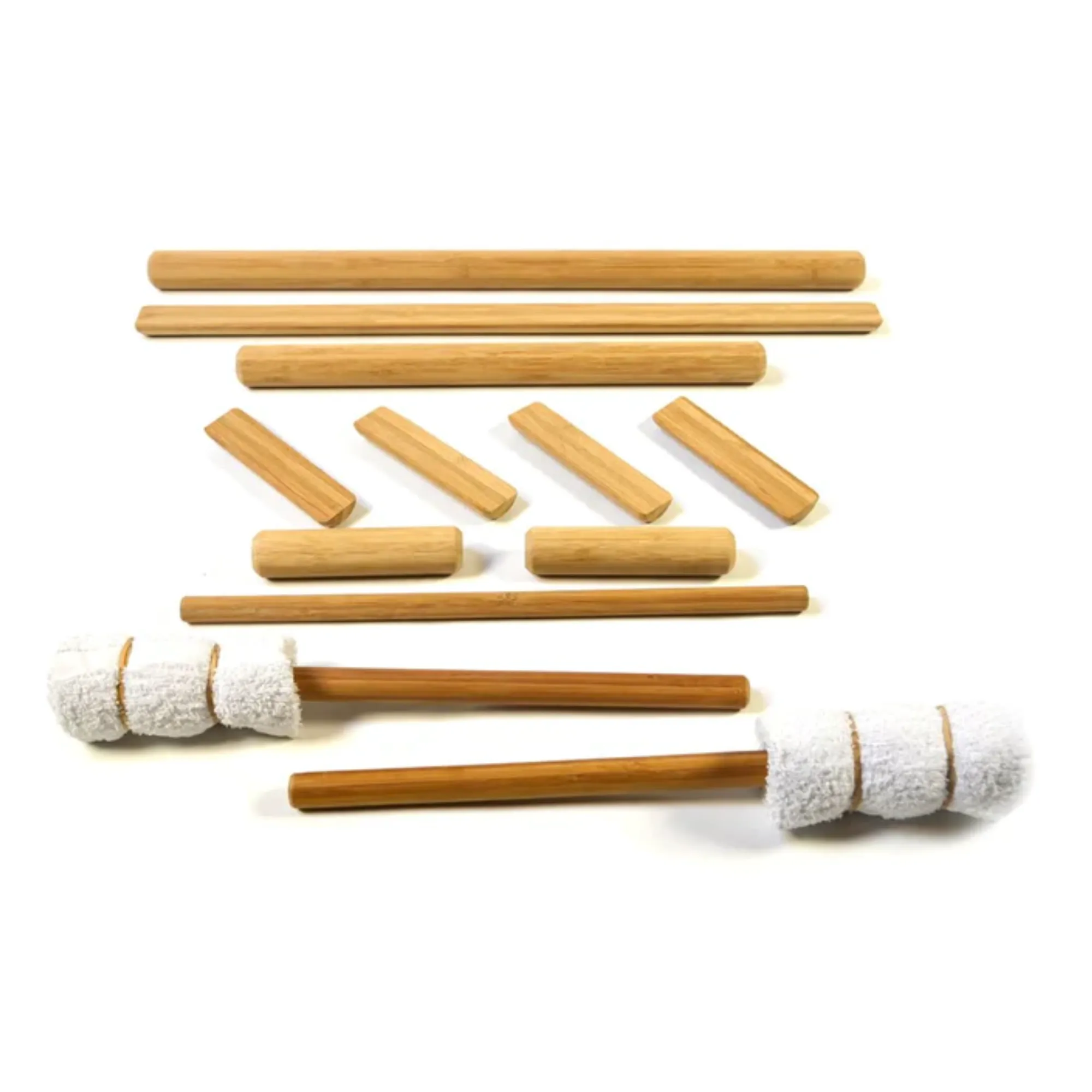 VULSINI WARM BAMBOO MASSAGE STICK SET - DELUXE (12 PIECES)