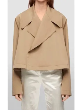 Women’s Beige Cotton Cropped Trench Jacket